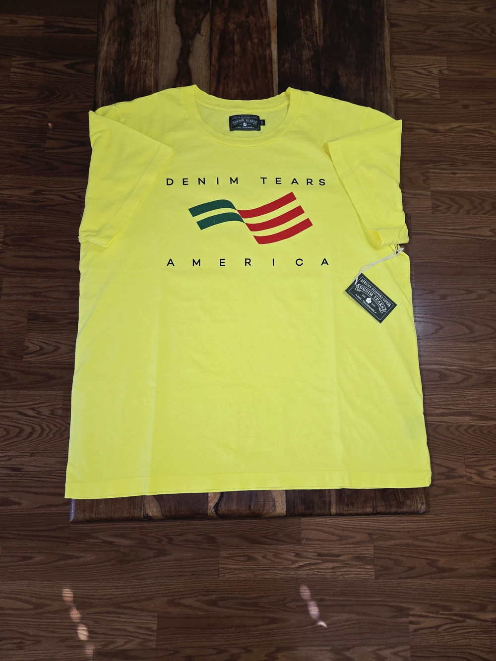 Denim Tears "Ellis Tears Tee" Men's Yellow T-shirt. Size XXL